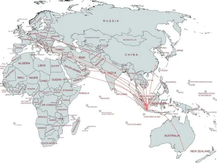 Global export map of Gum Damar INA showing reliable resin supply routes to UAE, Saudi Arabia, India, and Europe.